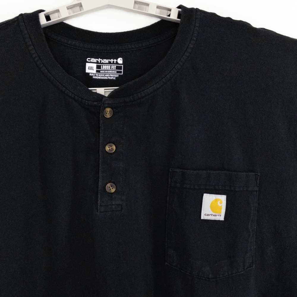 Carhartt K84 Dearborn Men's 4XL Black Loose Fit Henley Pocket T-Shirt